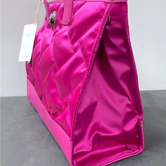 Kurt Geiger Quilted Recycled Top Zip Expandable Shopper Fushia Pink Tote Bag - Picture 5 of 11